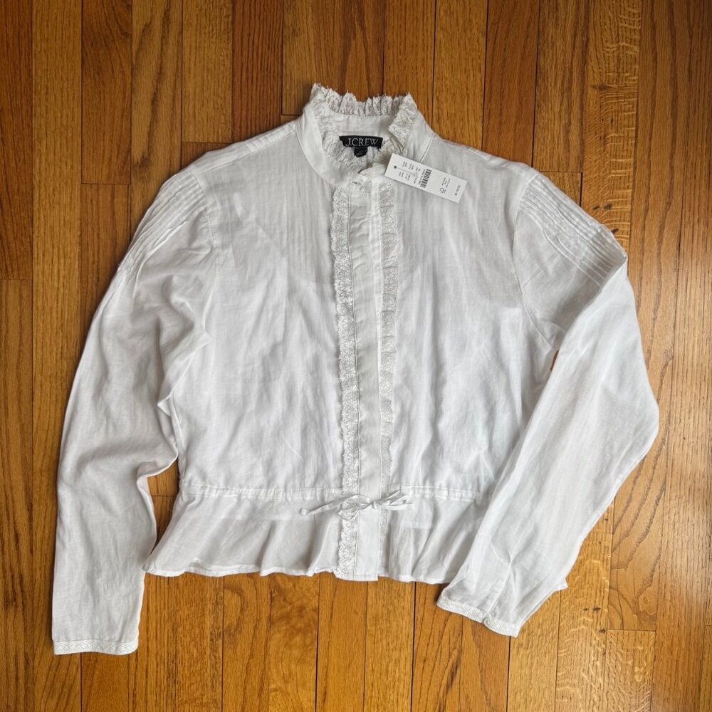 J. Crew Lace-trim Cinched-waist Top